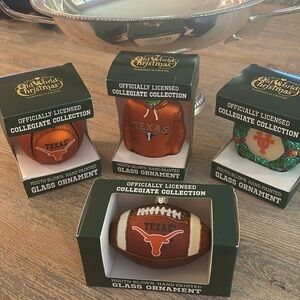 4 “Old World Christmas” University of Texas Licensed Hand Blown Glass Ornaments